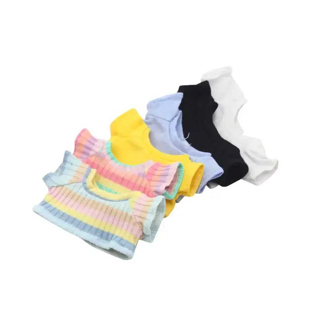 Used for 17cm Labubu idol doll casual doll clothing Labubu 10cm Cotoon doll T-shirt denim shorts set clothingT250425