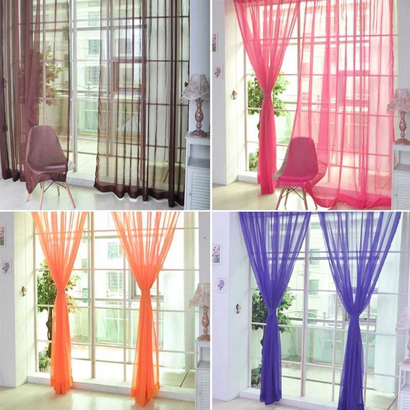 Curtain Christmas Transparent Window Gauze Solid Color Wedding Glass Gauze Household Products Light Luxury Style Easy to Install Curtains Supplies Y25