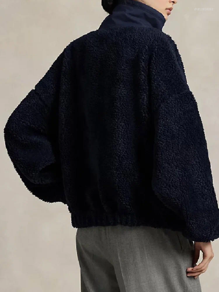 Women's Jackets Casual Printed Lamb Jacket For Women Fashion Stand Neck Full Sleeve Button Loose Overcoat Winter Lady Daily