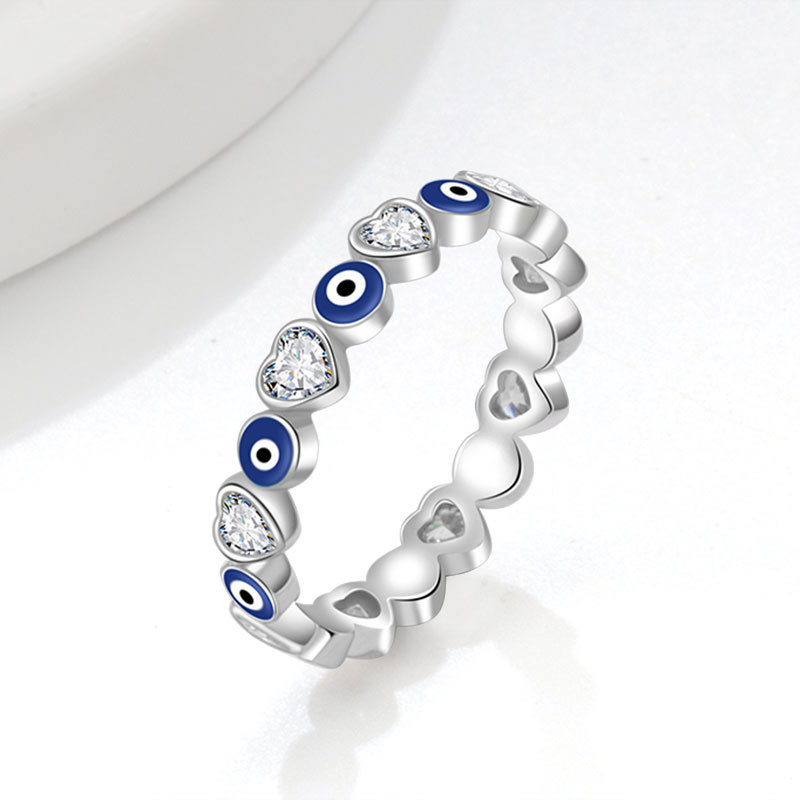Lucky Blue Turkish Evil Eye Open Rings For Women Gold Color Colorful Enamel Heart Zircon Eye Finger Ring Vintage Gothic Jewelry High quality gold desi - view 8