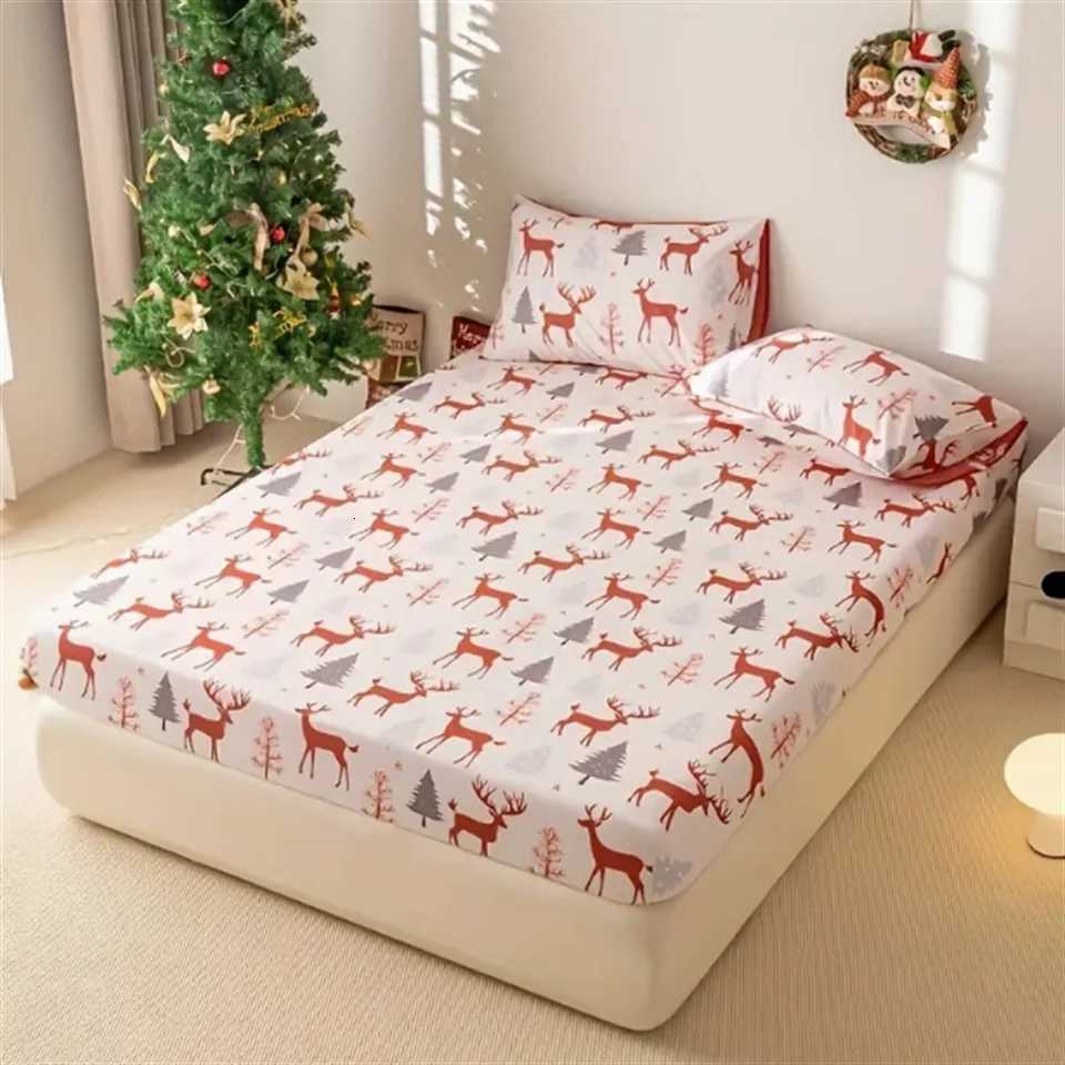 Christmas Christmas Theme Santa Hat Design 3-Piece Bedding Set-100 Polyester Microfiber Machine Washable Mattress Cover Durable Sheet Y251126