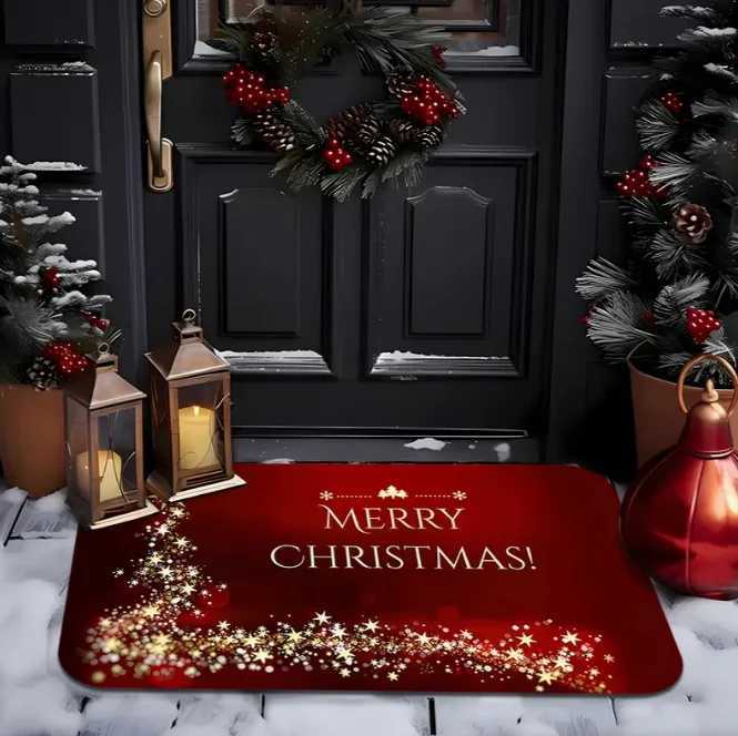 Merry Christmas Door Mat Sparkling Star Christmas Welcome Area Carpet Suitable Living Room Bedroom Kitchen Home Decoration MatsM251126
