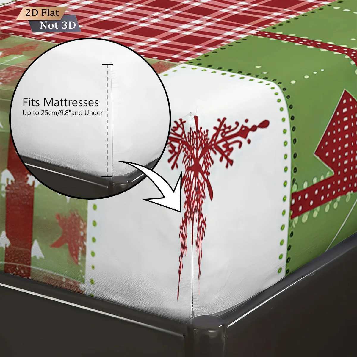 Christmas 3pcs fabric splicing Christmas element print coreless bed sheet set multi size soft bedcover bedroom bedding decoration Y251126