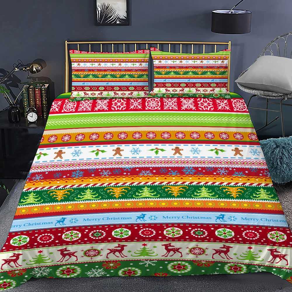 Christmas Red Christmas quilt cover three-piece polyester 3D digital bedding Y251126