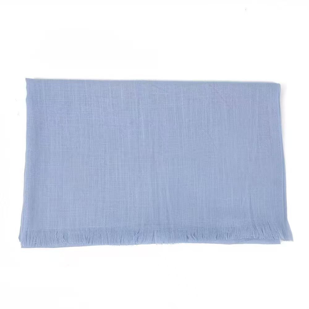 K528 Hot sale new style pure color bamboo cotton scarf versatile fur edge women's head scarf thin shawl neck