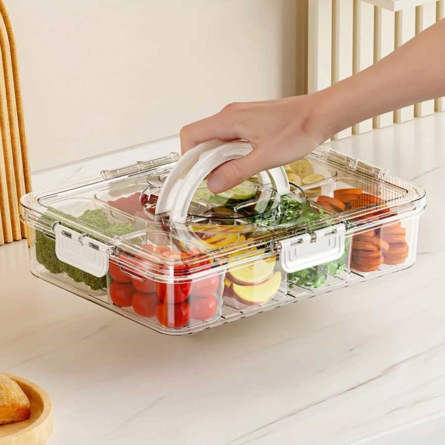 Divided Serving Tray with Lid Food Storage Container Snack Box 8 Compartment Snack Containers Fruit Storage Containers Y251126