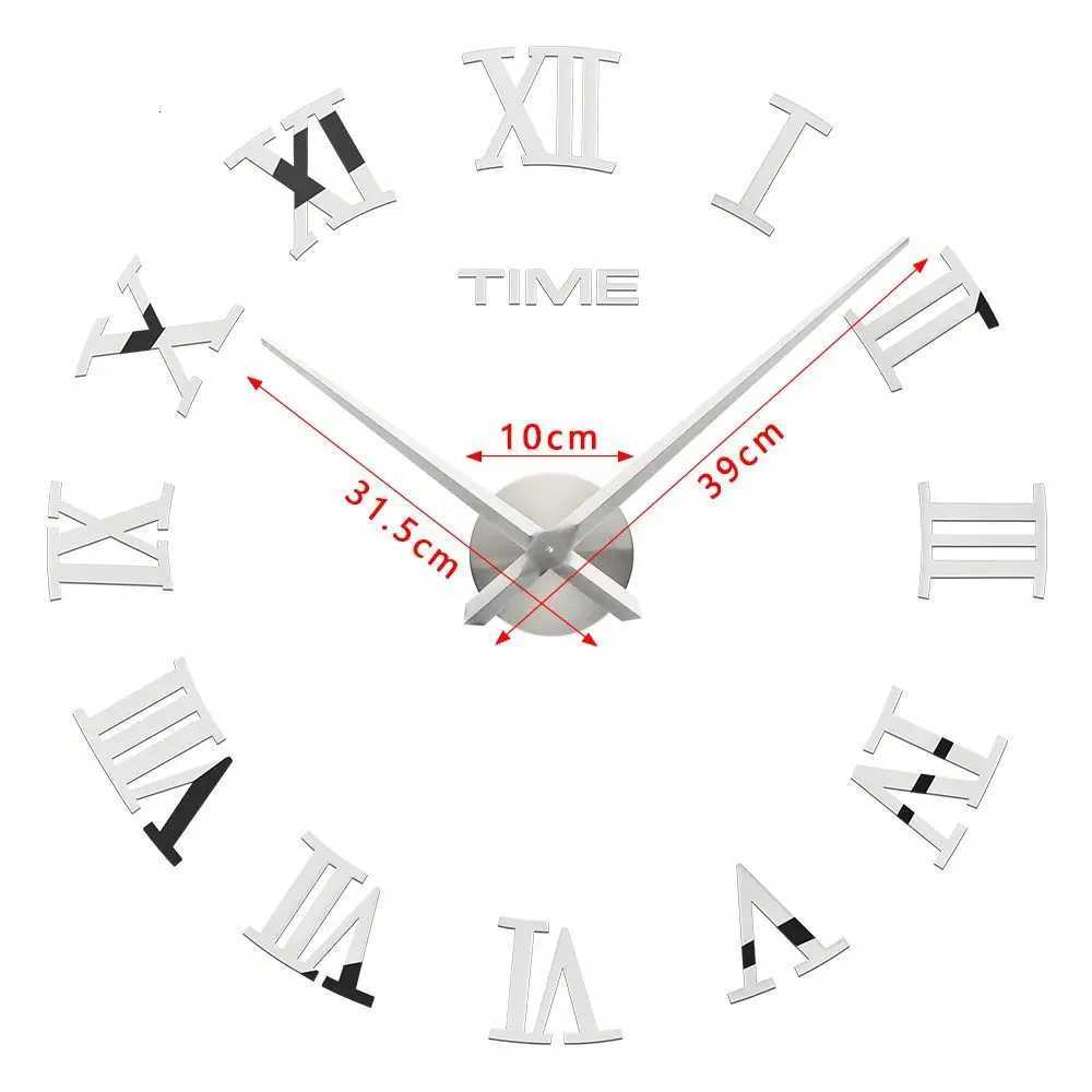 3D Large Roman Numerals Mirror Surface Acrylic Wall Sticker Wall Clock Home Office DIY Nordic Style Art Decor C251126