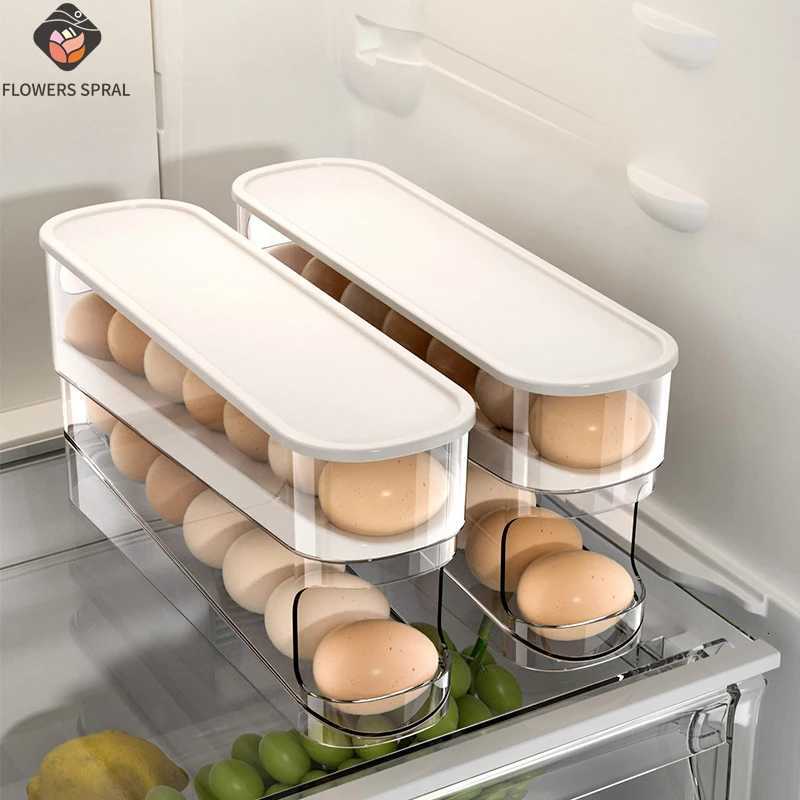 Egg Dispenser Double-layer Automatic Rolling Rack Large Capacity Egg Storage Rack Space Saving Suitable For Kitchen Use Y251126