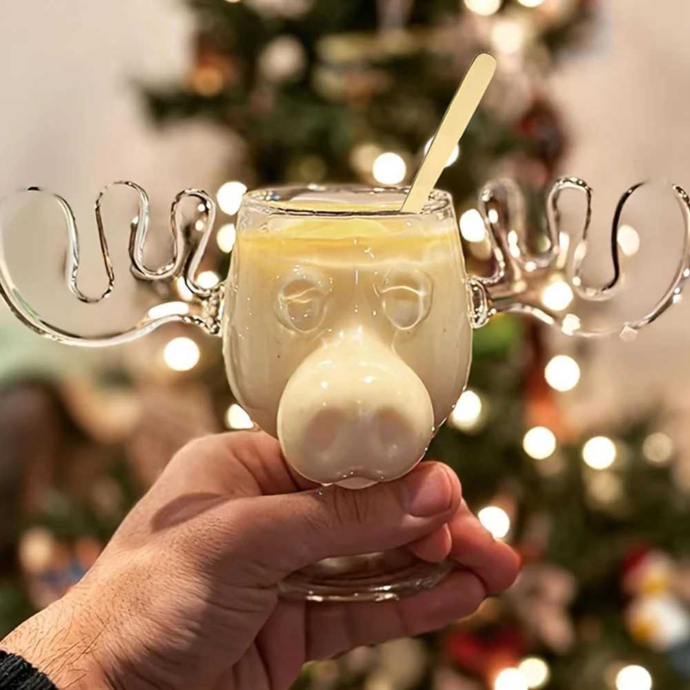 240ml 8oz Elk Wine Glass Cocktail Juice Cup Reindeer Mug Wine Beer Water Milk Whiskey Glasses Drinkware Shot Cups Christmas Gift C251126