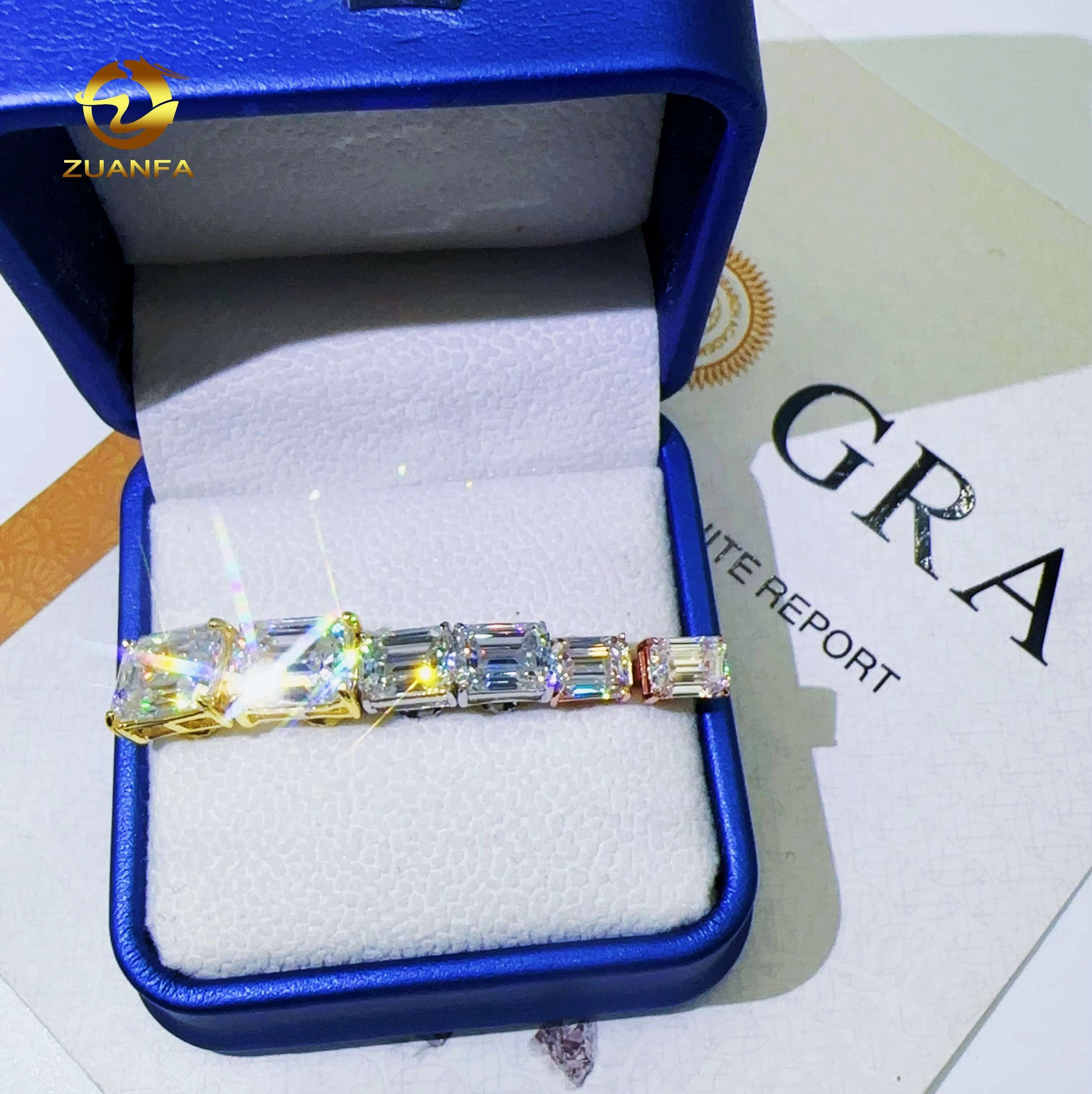 Zuanfa Wholesale Factory Price VVS Emerald Diamond 925 Sterling Silver Jewelry Screw Back Moissanite Stud Earrings
