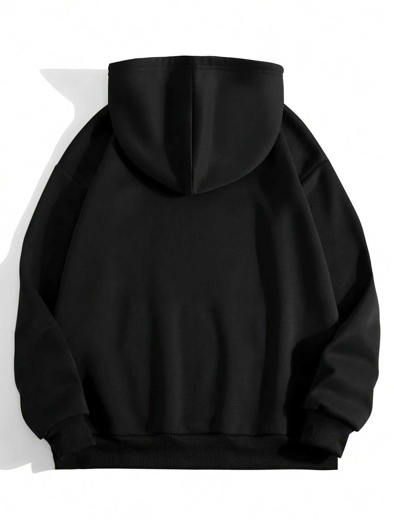 Womens autumn and winter warm and loose casual QUEEN letter printed pattern suede long sleeved hooded sweatshirt J251136