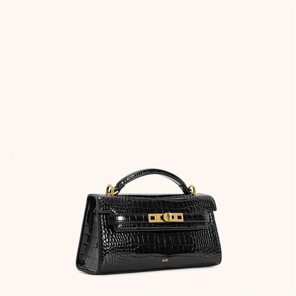 JW PEI Top Handle Crocodile Embossed Genuine Leather Tote Shoulder Crossbody Bag For Women New Luxury Designer Handbags