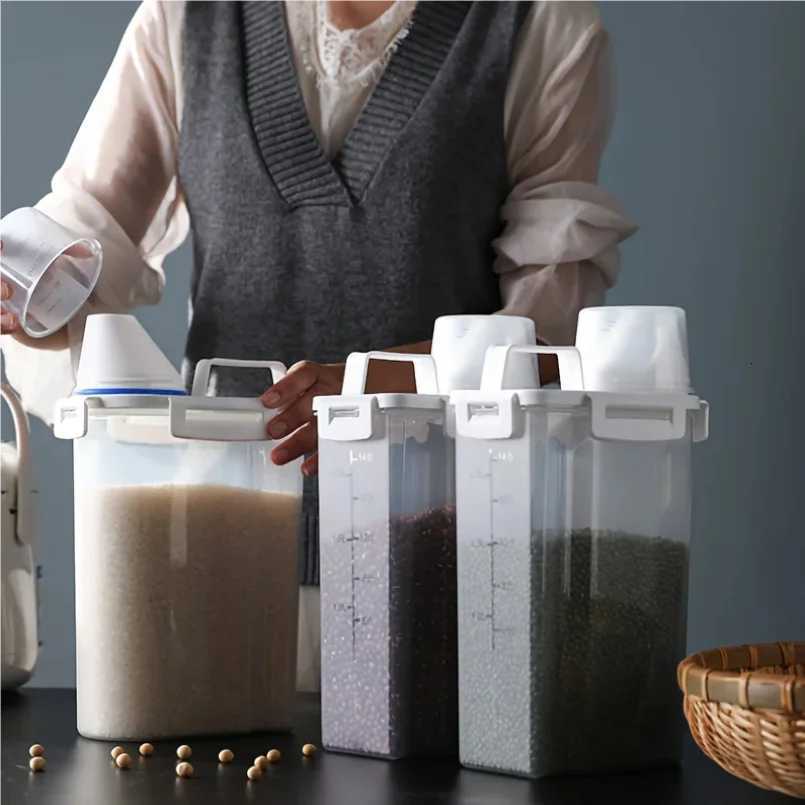 1PC sealed storage container 25L portable food storage box with lid suitable for storing grains flour rice in the kitchen Y251126