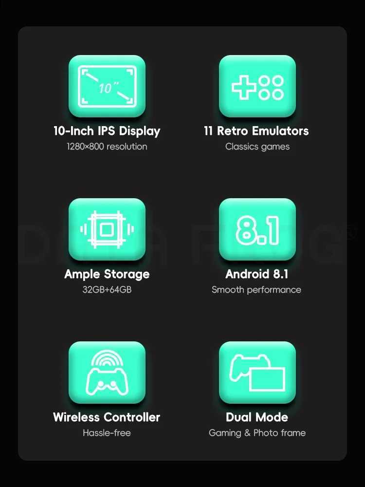 DATA FROG Portable Gaming Device 1280P FHD Built-in WiFi 64GB 15000 Retro Games for On the Go Fun K251107