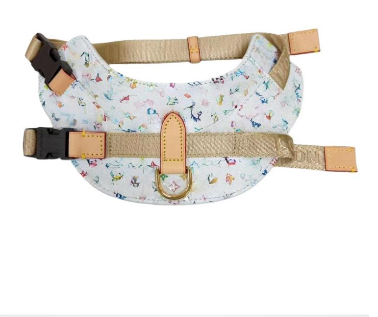 Dog Harness Collar and Leash Set with Classic Letter No Pull Dog Harness Soft Adjustable Luxurious Pet Leather Leashes Dizitime - view 5
