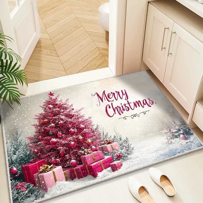 Christmas Snowman Gift Pattern Bathroom Mat Absorbent Foot Mat Dirt Resistant Floor Mat Festive Home Decor Rug Bathroom FoyerM251126