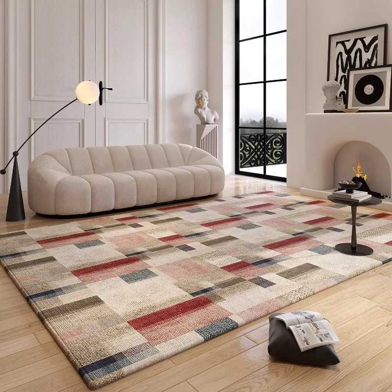 Color Plaid Advanced Feeling Carpet Living Room Sofa Bedroom Bedside Study Entrance Mat Non-slip Home Decor Fashion RugM251126