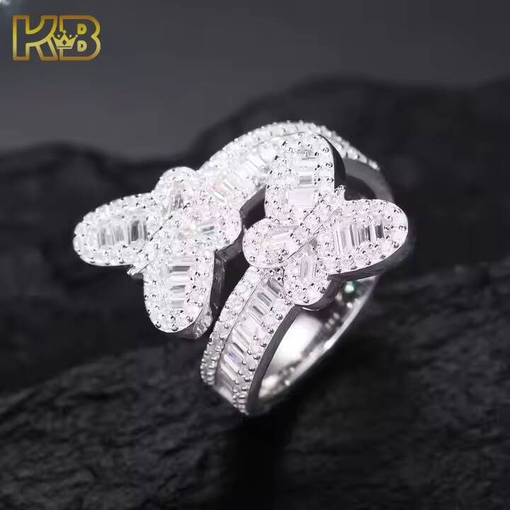 VVS Moissanite Iced Out Hamsa Hand Ring 925 Sterling Silver Mens Hip Hop Jewelry Diamond Certified Fashion Gift