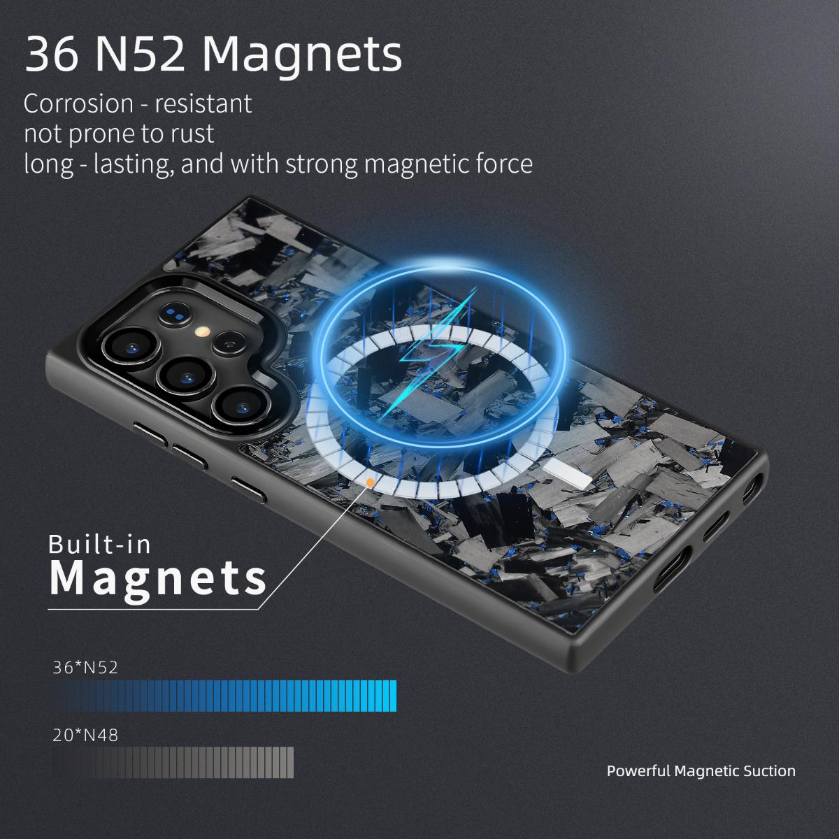 Metal magnetic carbon fiber mobile phone case for samsung S25Ultra S24Plus/S23