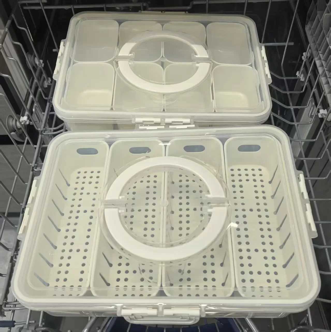 Divided Plate with Lid Food Storage Box Snack Box 4/8 Grid Snack Box Fruit Storage Box for Refrigerator Vegetable Fruit Y251126