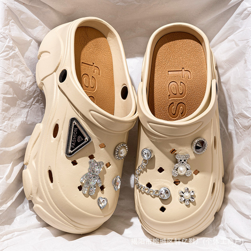 2025 Free Shipping Designer Shoes New Free Shipping Designer Shoes Eva Shit Feeling Hole Women In Summer Breathable And Odorless Baotou Slippers Thick