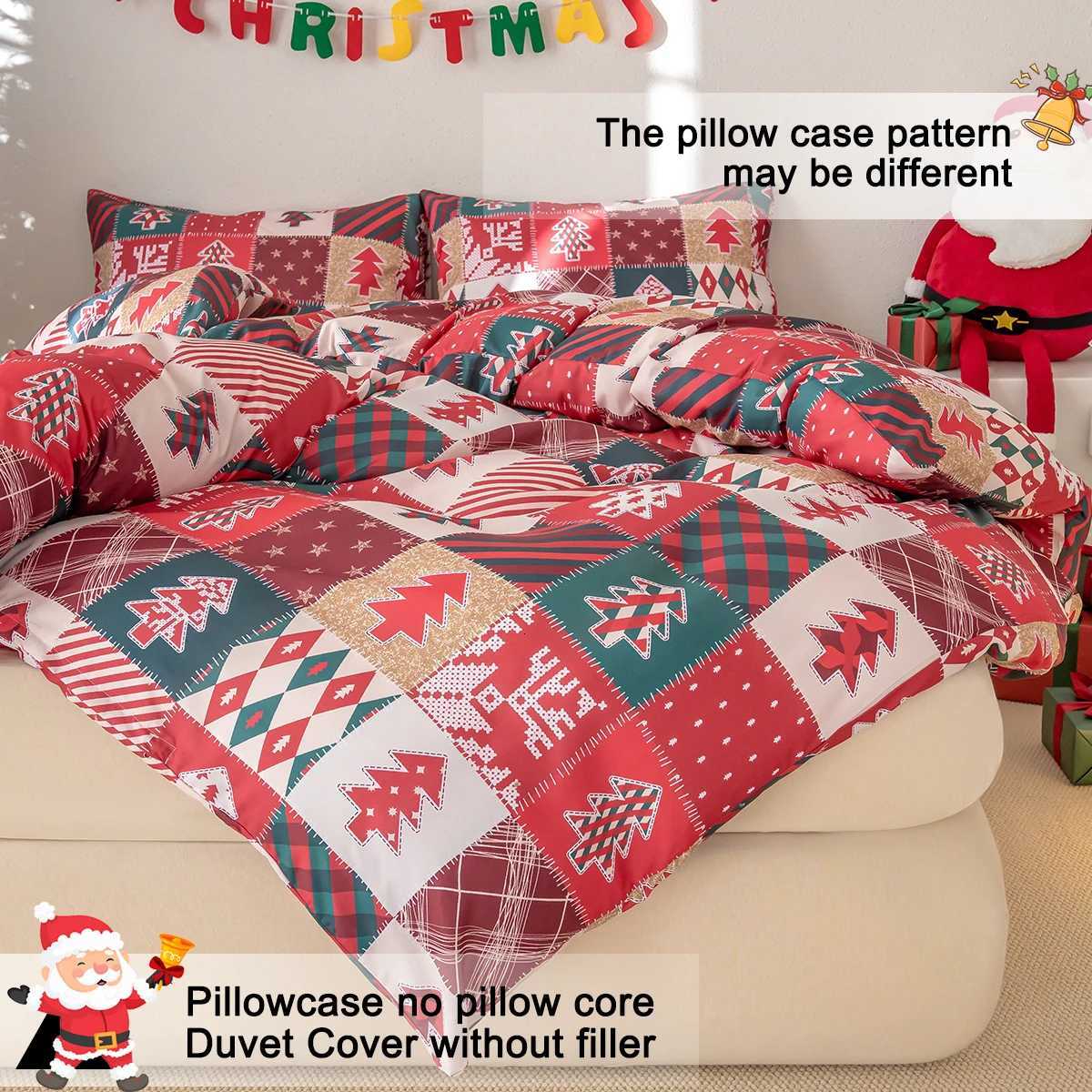 Christmas 3pcs/set Christmas Reindeer Snowman Bedding Set Includes 1 Duvet Cover And 2 Pillowcases Soft And Skin-Friendly Y251126