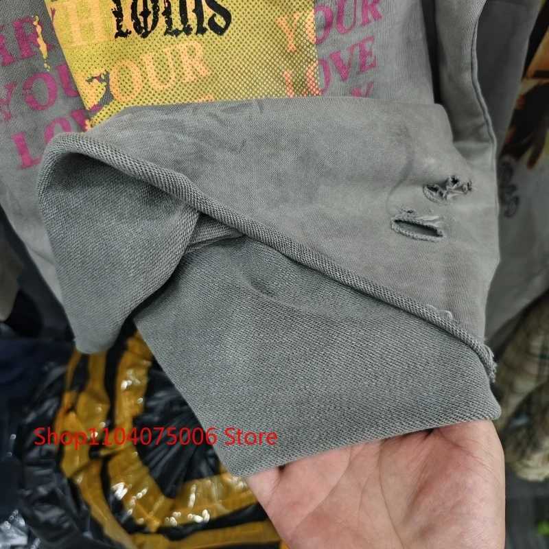 Fashion Saint Crewneck Sweatshirt Vintage Print Distressed Holes Washed Faded Unisex Oversize Casual Sportswear Y251125