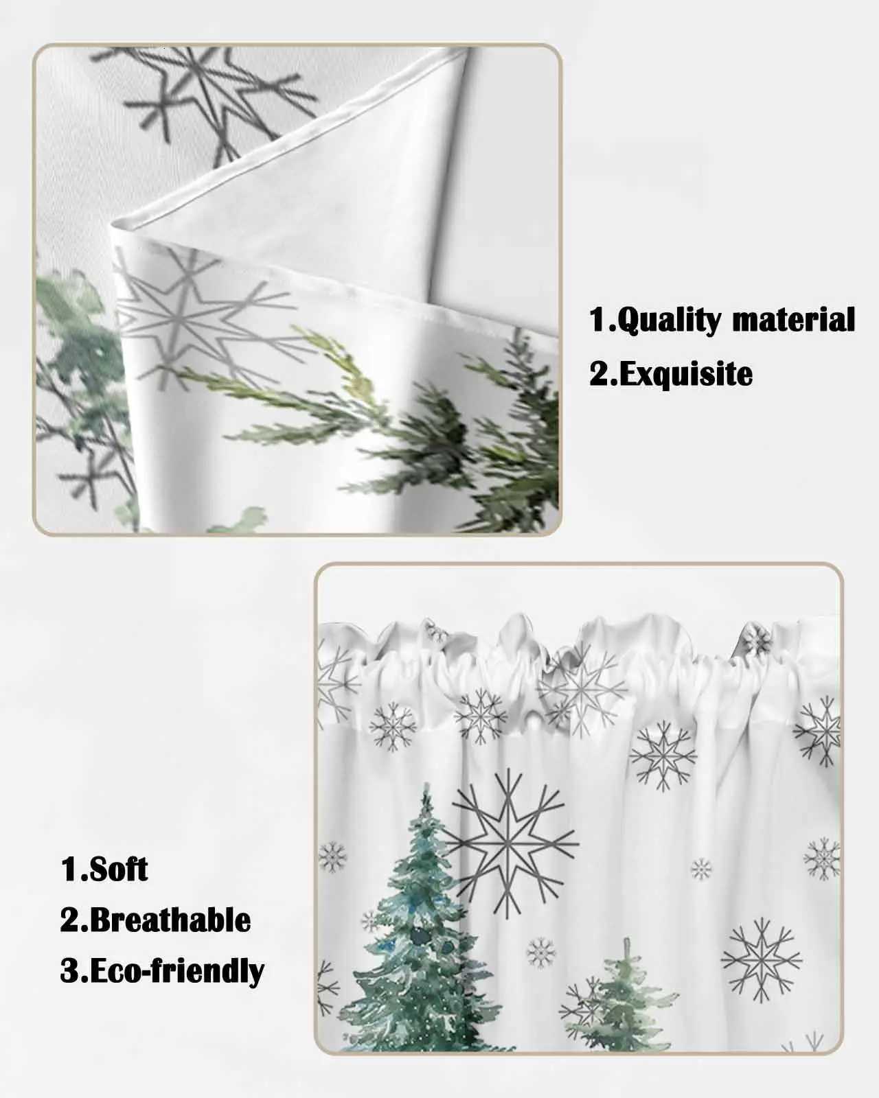 Curtain Christmas Christmas Swag Valance Curtains Green Pine Tree Xmas Rod Pocket Kitchen Valance Curtains Winter for Living Room Bathroom Window Y251
