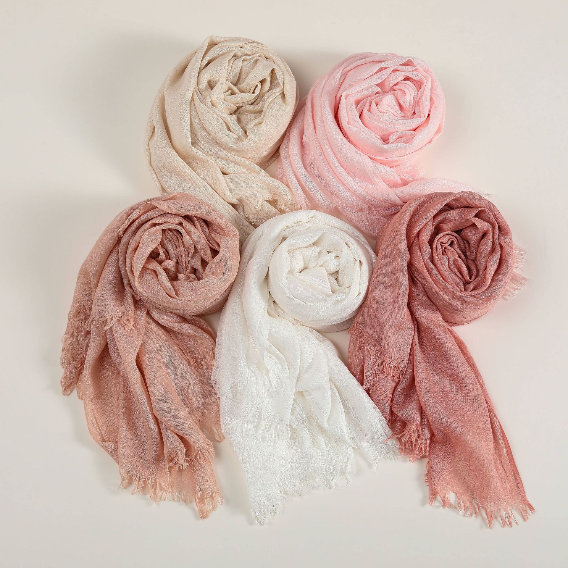 K522 New solid color cotton and linen scarf for women high-grade silk scarf gauze sunscreen headscarf artistic beach towel neck scarf large shawl