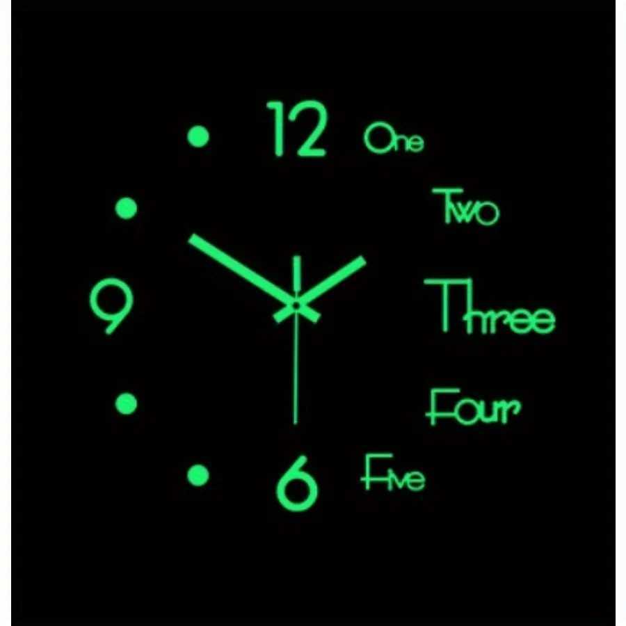 1pc Glow-in-the-dark Wall Clock Living Room DIY Wall Stickers Mute Acrylic Clocks Creative Hour Hand Home Furnishings C251126