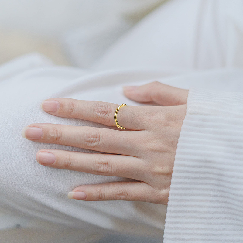 Japanese Korean stainless bamboo index finger ring, female personality temperament, simple and popular gold bone joint titanium steel ring