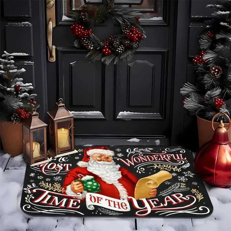 Merry Christmas Doormat Santa Claus Pattern Design Bathroom Carpet Bedroom Living Room Entryway Floor Mat Kitchen Home DecorM251126