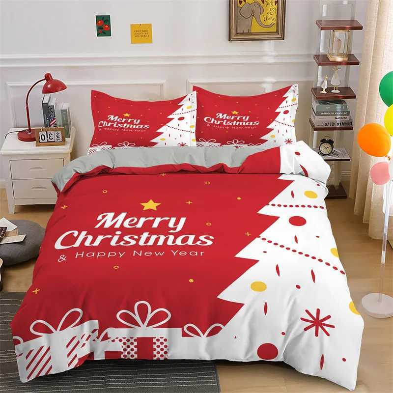 Christmas 3D Merry Christmas King Queen Bedding Set Kids Cartoon Santa Snowman Deer Comforter Cover XMAS Duvet Cover Polyester Quilt Cover Y251126