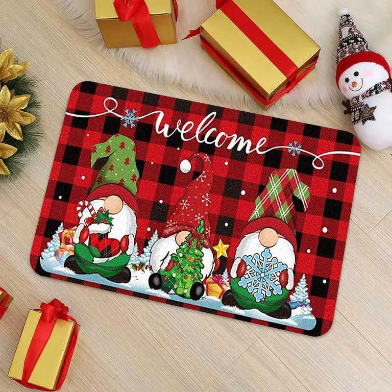 Christmas Theme Entrance Doormat Holiday Welcome Mat with Anti-Slip Backing Festive Christmas Tree Design for Home DecorationM251126