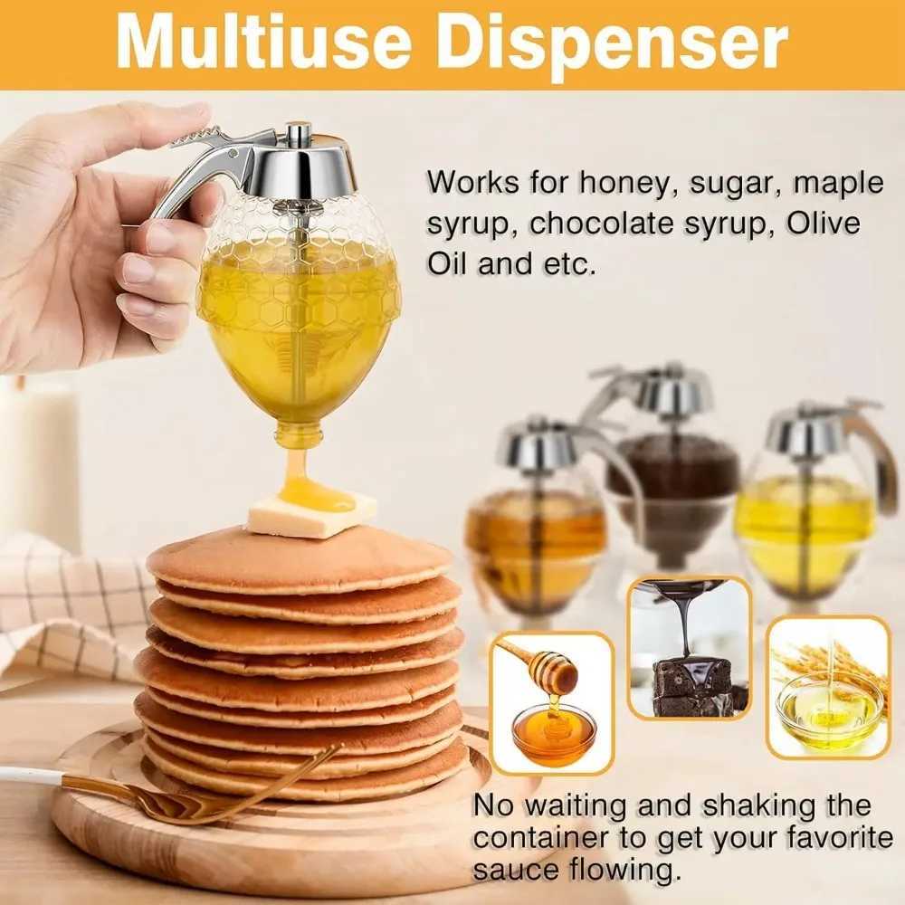 Drip-free honey dispenser maple syrup pouring bottle honey jar with stand exquisite honeycomb-shaped honey pitcher Y251126