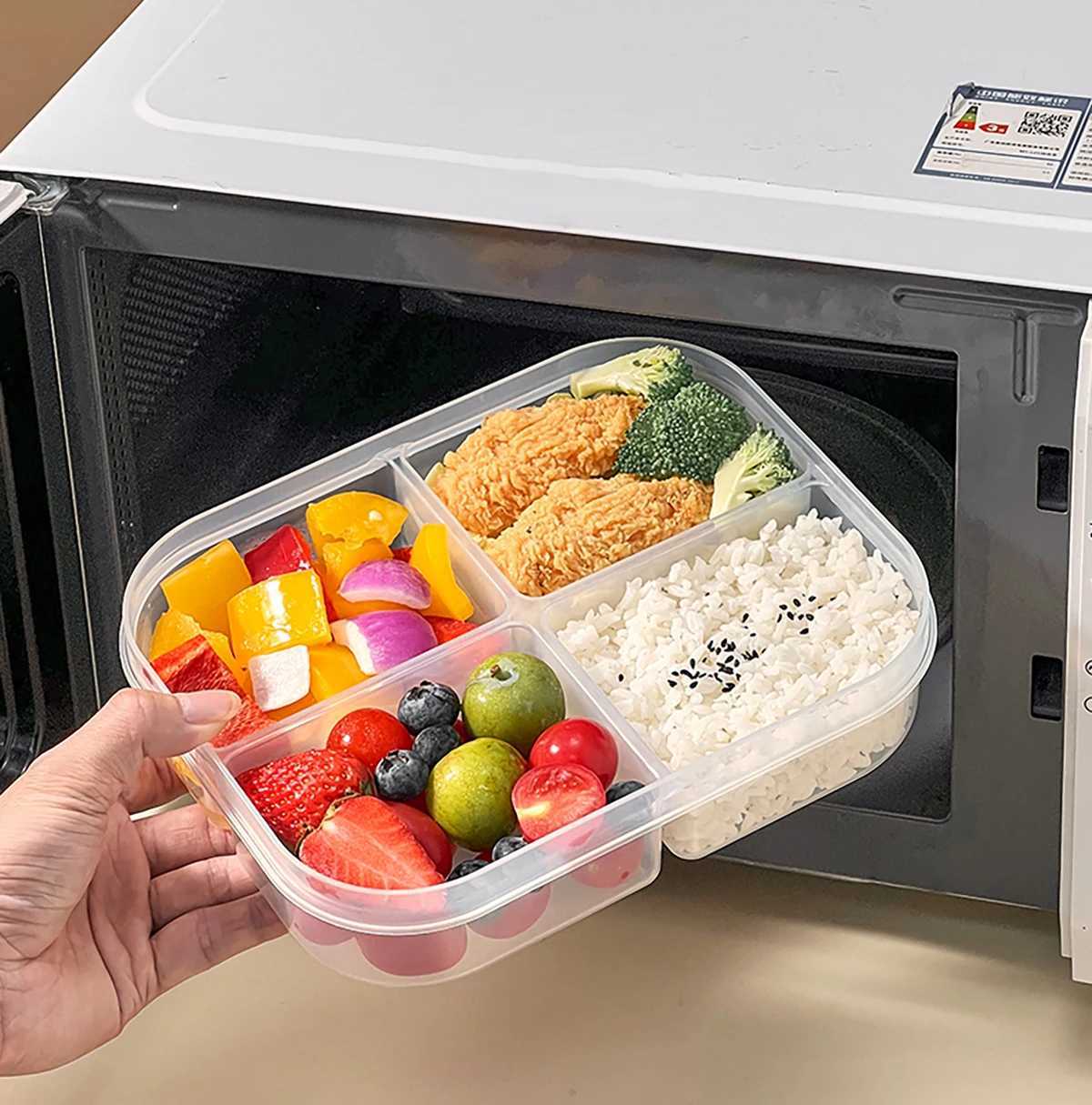 Microwave Plastic Divided Lunch Box With Lid Large Capacity Food Container For Hot And Cold Food Kids Students Sealed Bento Box Y251126