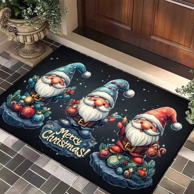 Merry Christmas Door Mat Printed Decoration Flannel Carpet Mat Door Mat Absorbent Foot Mat Small Foot Mat Machine Washable DecorM251126
