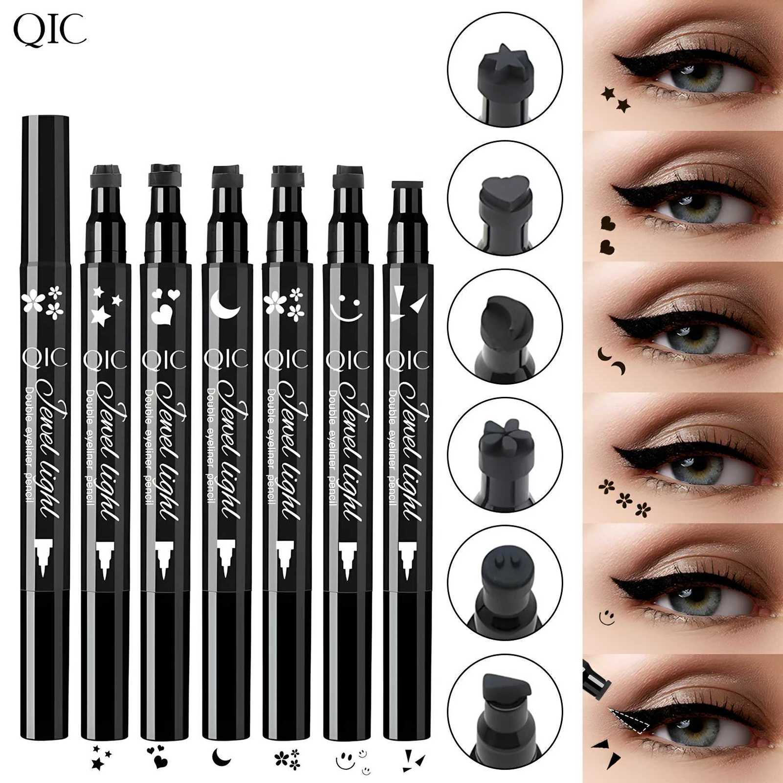 1pcs Liquid Eyeliner Pen Set Dual-Tip Stamps with Black Ink - Includes Heart Moon Star Shapes for Eye Makeup Eyeliner StampT251126