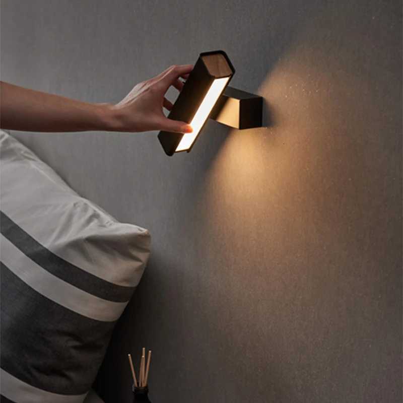 Nordic modern minimalist LED wall lamp rotatable bedroom bedside lamp reading lamp living room aisle wall lamp M251126