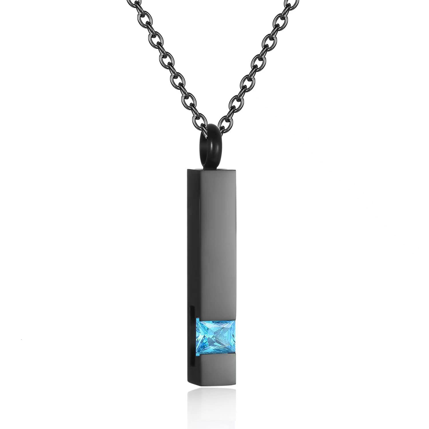 Geometric titanium steel birthday stone perfume necklace can be opened to commemorate relatives hair urn pendant