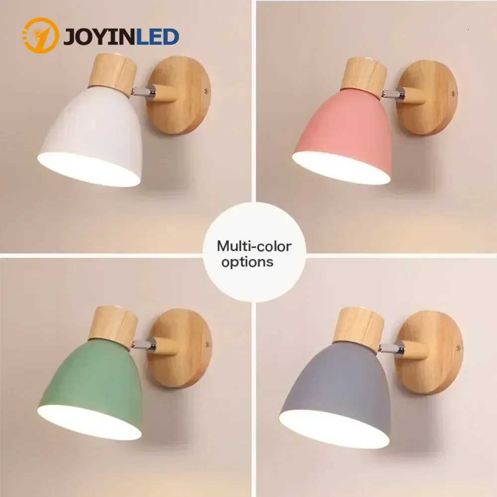 1pcs Wooden Nordic Wall Lamp with Modern Wall Sconce for Bedroom Living Room Home Lighting Steering Head E27 Lamp for Bedroom M251126