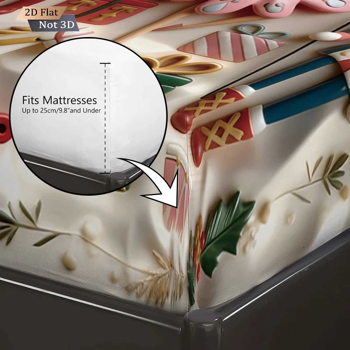 Christmas 3pcs imitation relief Christmas The Nutcracker print coreless bed sheet set multi size bed cover bedroom bedding decoration Y251126