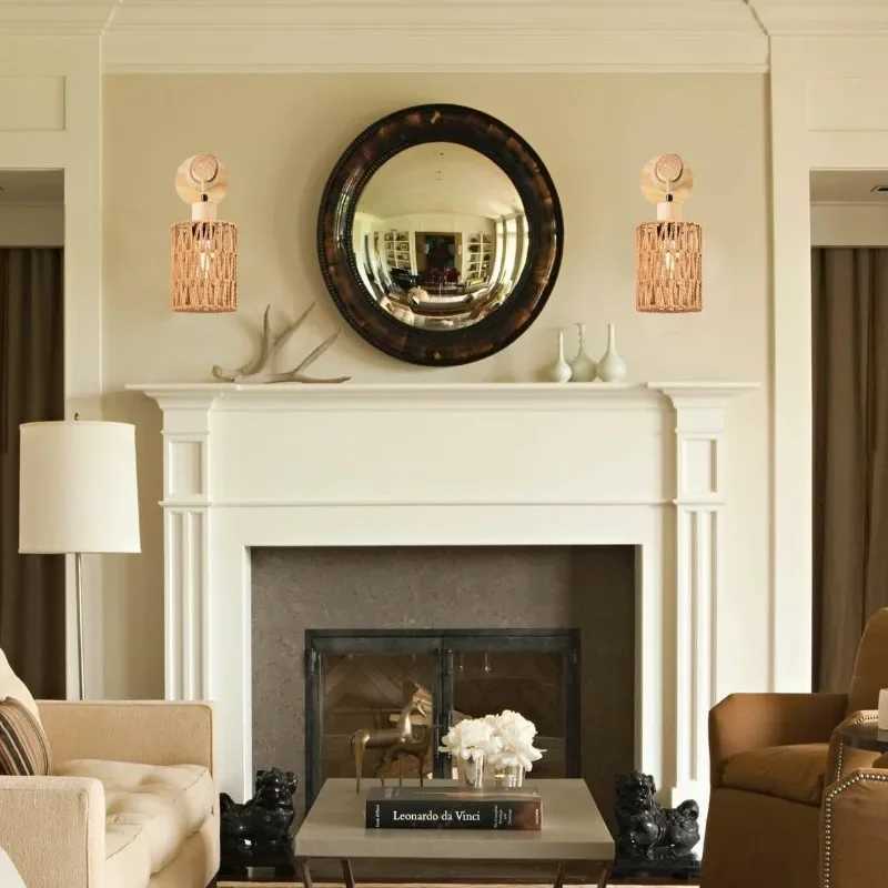 Hemp Rope Design Bedhead Wall Lamp Cylindrical Shaped Wall Light for Bedroom Farmhouse Countryside Decorative Lighting Lampshade M251126