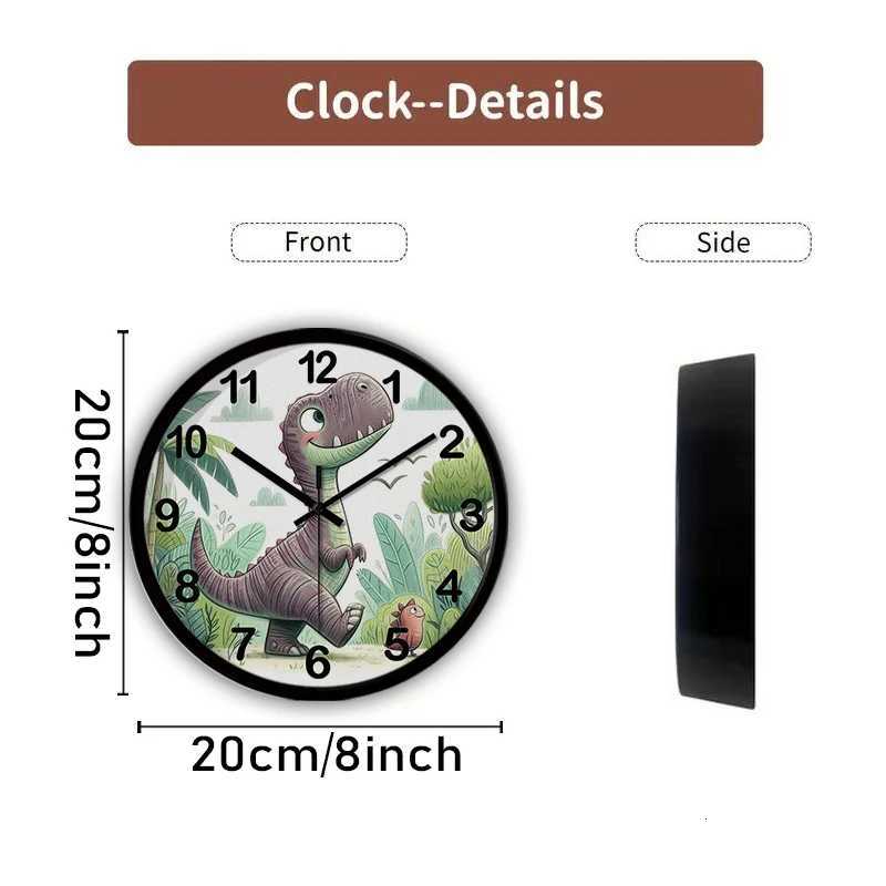 Jungle Dinosaur Cartoon Round Silent Hanging Wall Clock Suitable For Living Room SchoolStudy RoomBedroom Childrens Gifts C251126
