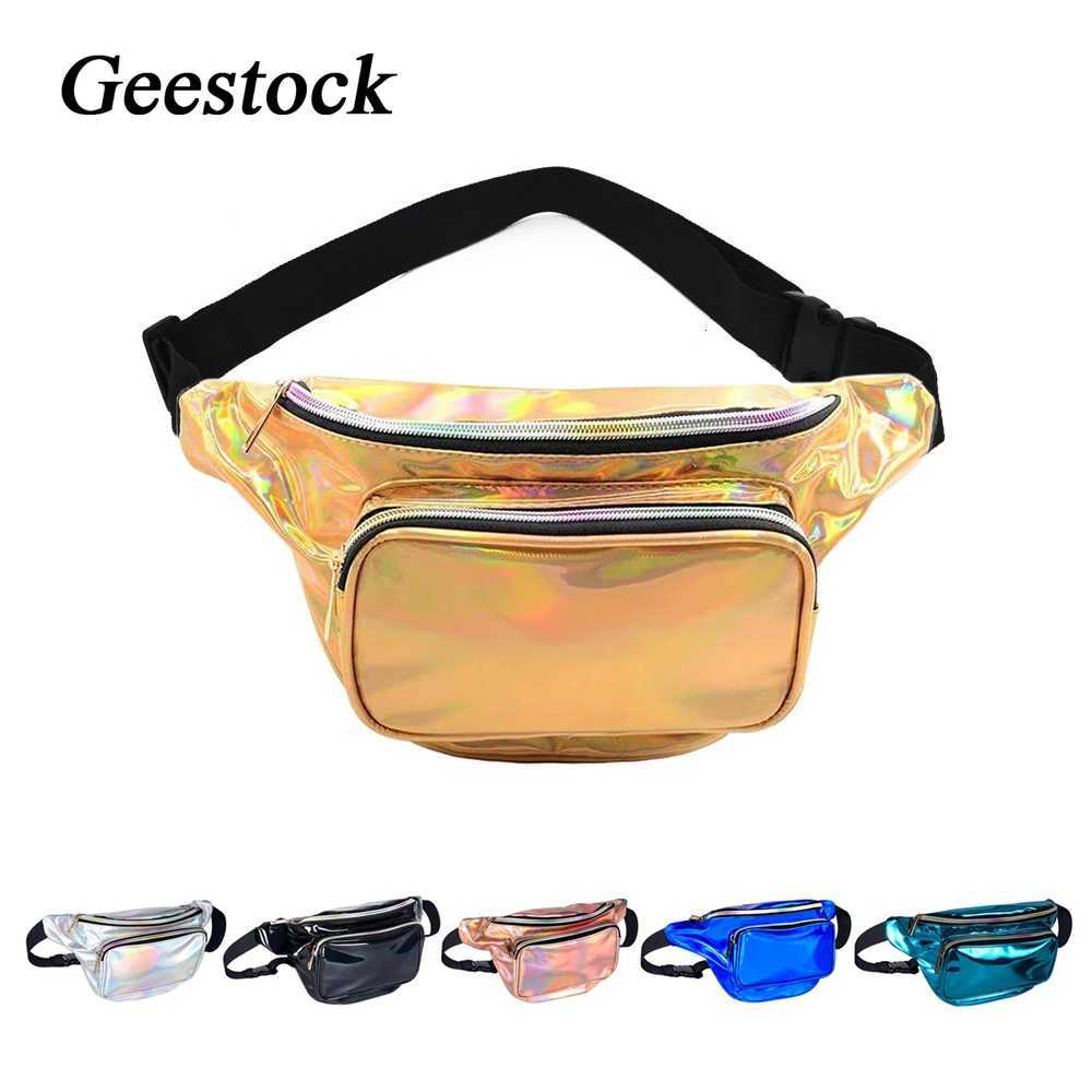 Geestock Waist Bag Fashion Women Fanny Pack PVC Adjustable Holographic Bag for Travel Party Festival Hiking RunningT251126