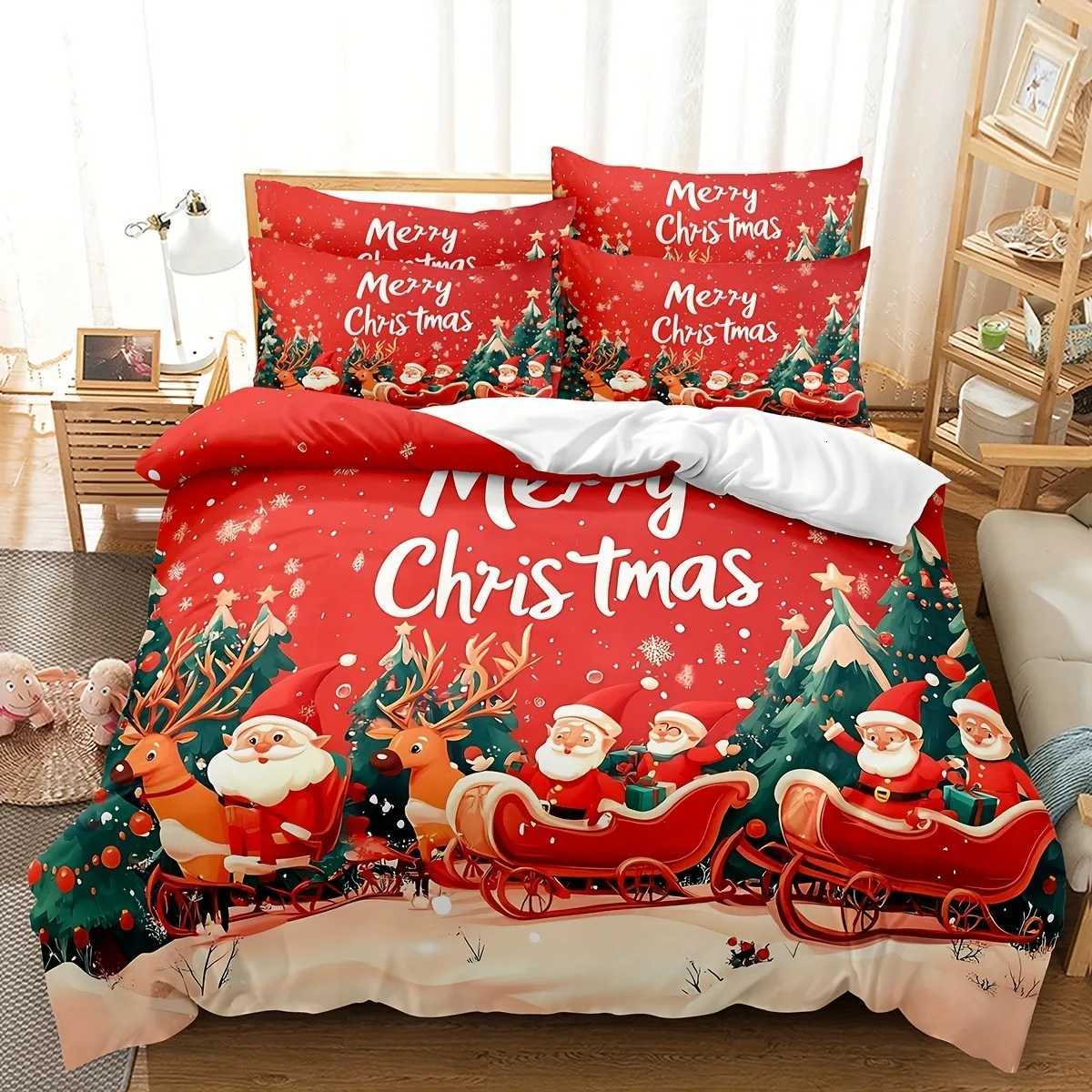 Christmas MERRY Christmas 2026 Bedding Set 3D Printed Duvet Cover Set Soft Single Double Size Bed Set 2026 Christmas Home Decorations Y251126