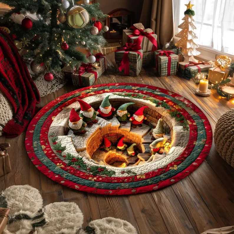 Christmas Snowman 3D Printed Rug Christmas Welcome Round Mat Indoor Rug Christmas Home Holiday Doormat Christmas Gift DecorM251126