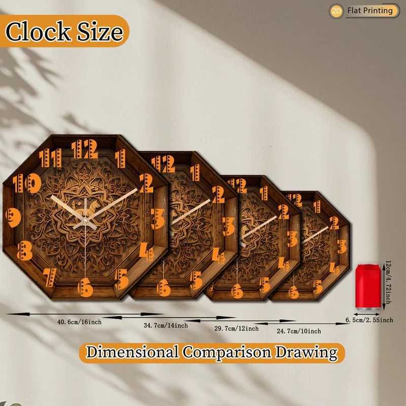 Attractive Premium Intricate Octagon Wooden Carved Deer Wall Clock for Office Farmhouse Valentines Day Halloween Easter Gifts C251126