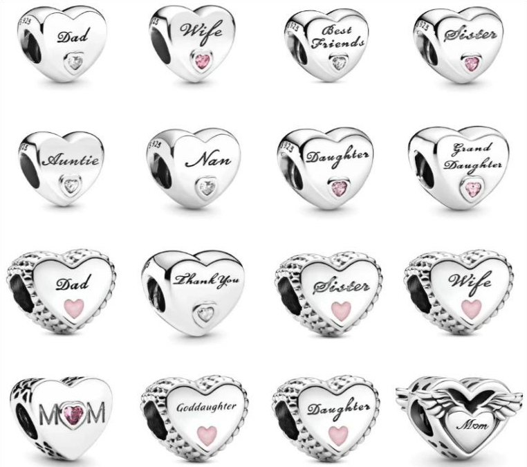 925 Silver DIY Bead Hanging Piece Valentine's Day Love Enamel Pink Heart-shaped Bead String Accessories Free Shipping