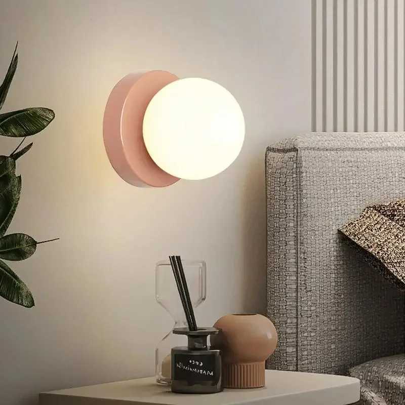 Nordic Macaron LED Wall Lamp 10cm Mini Glass Sconce For Balcony Bedside Bedroom Corridor Porch Decor Lighting Fixture Lustre M251126